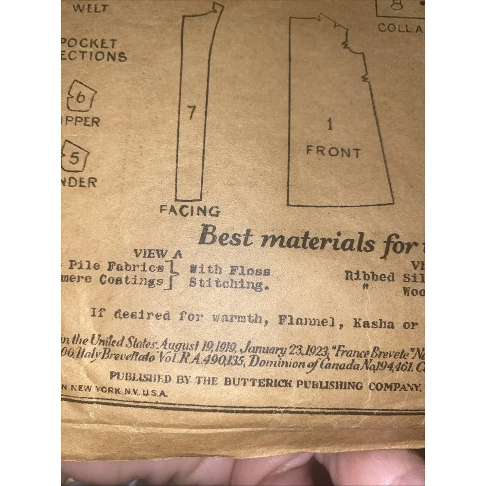 Vintage 1930s Butterick Design Sewing Pattern 5861 Juniors Girls Coat Antique